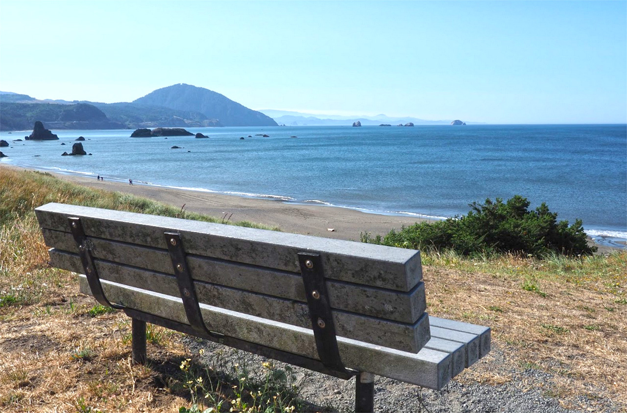 Picnic Bench at Battle Rock State Park Port Orford, Oregon