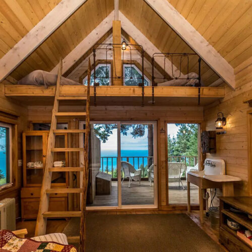 Cabin interior of a vacation rental on the Southern Oregon Coast